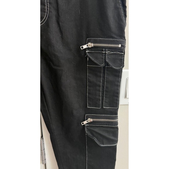 Hot Topic Mens Black White Contrast Stitch Goth Punk Cargo Pants Joggers Small - Picture 3 of 5